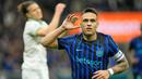 Lautaro Martinez sukses mencatatkan dirinya sebagai pencetak brace melalui dua gol pada menit pertama dan ke-52. (AP Photo/Luca Bruno)