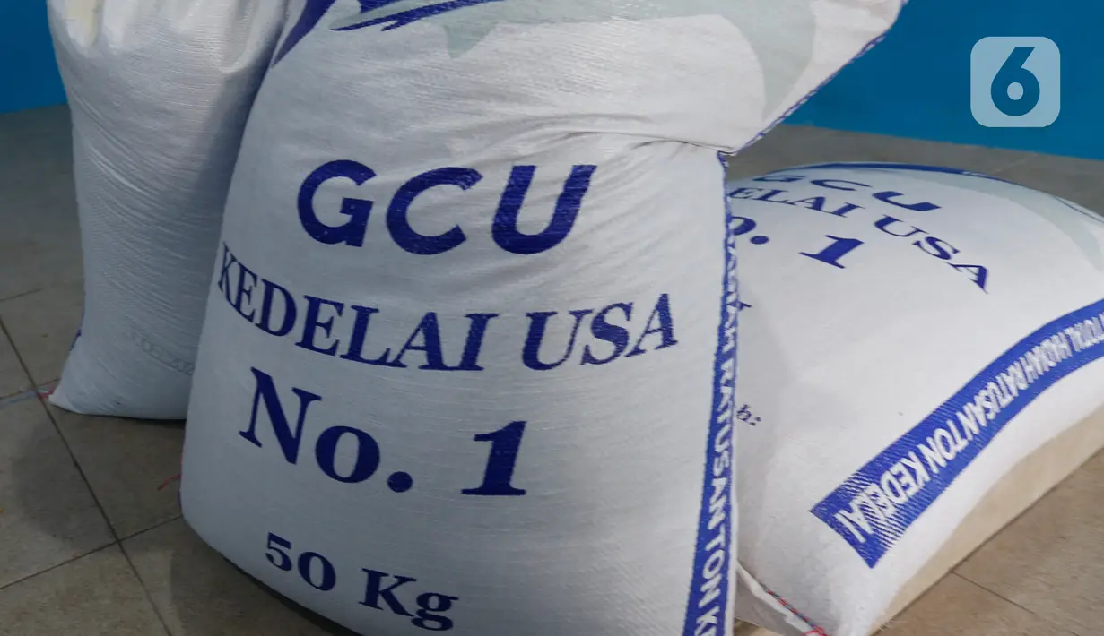 Sejumlah karung berisi kedelai untuk dijual di Jakarta, Rabu (6/1/2021). Kementerian Pertanian akan meningkatkan produksi kedelai lokal untuk memenuhi kebutuhan dalam negeri sebagai respon dari melonjaknya harga kedelai impor. (Liputan6.com/Angga Yuniar)