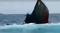 Kapal TNI tenggelam di Kepulauan Seribu. (SCTV)