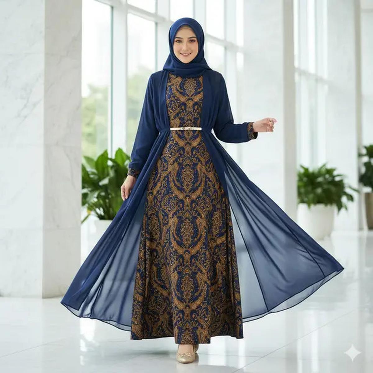 7 Model Gamis Terbaru Batik Kombinasi Sifon, Tampil Anggun dan Elegan di Setiap Acara