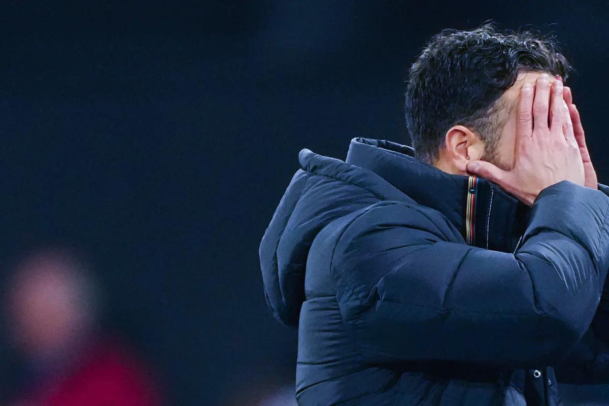 Foto: Ragam Ekspresi Ruben Amorim saat Menjalani Debut Bersama Manchester United, Sabar Coach