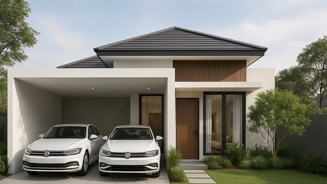 Inspirasi Desain Rumah 6x12 dengan Garasi 2 Mobil