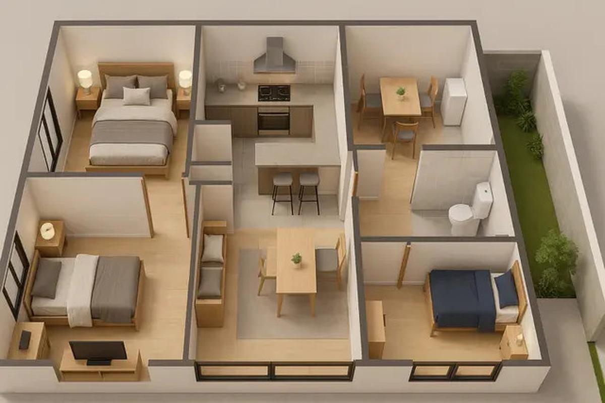 7 Desain Rumah 6x12 1 Lantai 3 Kamar Tidur, Nyaman untuk Keluarga Kecil Kekinian