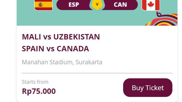Tiket Pertandingan Piala Dunia U-17 2023