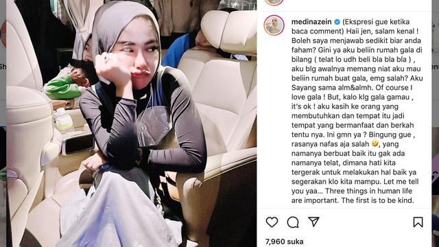 Unggahan Medina Zein. (Foto: Instagram @medinazein)
