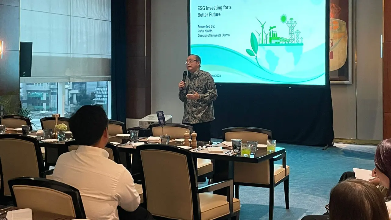 Acara yang bertajuk “The Rise of ESG Investing in Indonesia” di Pasola, Ritz Carlton Pacific Place, Selasa (27/6).