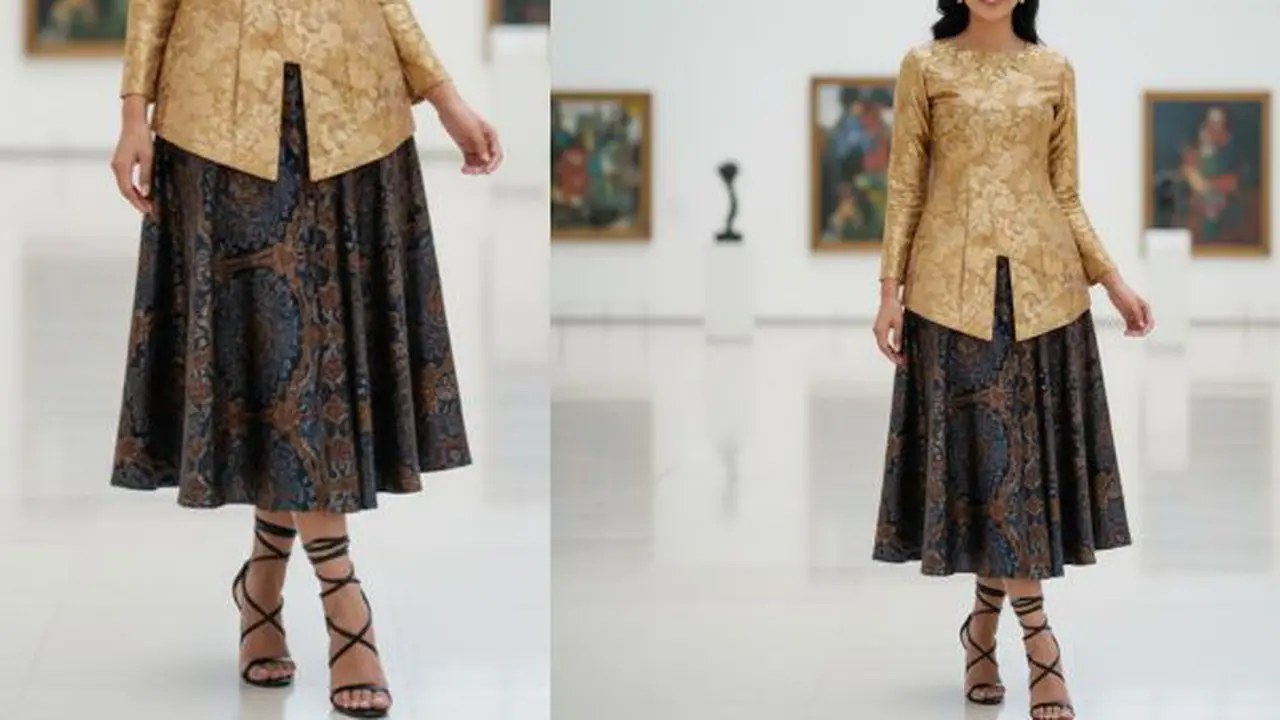 Konsep Aksesoris Sepatu untuk Atasan Brokat dan Bawahan Batik (Gambar oleh Gemini AI)