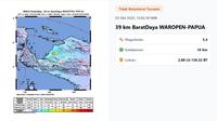 Gempa hari ini&nbsp;jelang akhir pekan, Jumat (3/10/2025)&nbsp;pukul 13:02:39 WIB menggetarkan wilayah&nbsp;Waropen, Provinsi Papua. (www.bmkg.go.id)