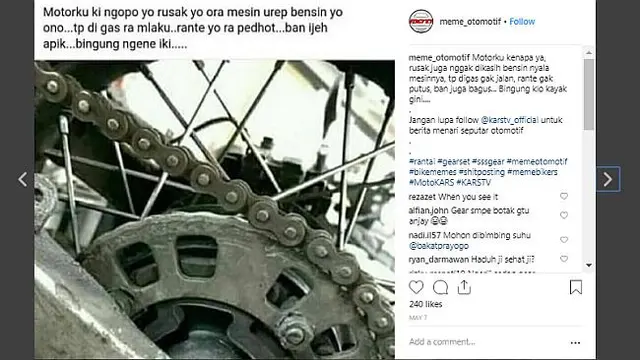 Berbagai hal bisa dijadikan Meme menarik, tidak terkecuali yang berkaitan dengan otomotif.