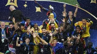 Timnas Prancis berhasil menjuarai Piala Dunia 2018 setelah mengalahkan Kroasia dengan skor 4-2, dalam laga final di Luzhniki Stadium, Minggu (15/7/2018) malam WIB. (AFP/GABRIEL BOUYS)