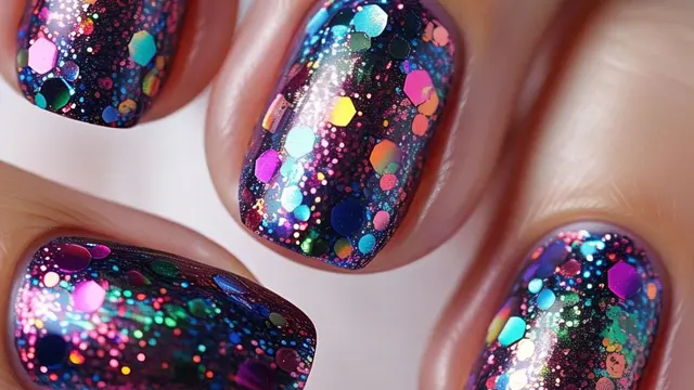 Nail Art Glitter Nails/Meta AI