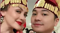 Rianti Cartwright baru dinikahkan secara adat saat sang mertua meninggal dunia. Ia mengenakan kebaya hitam dan kain songket silver [@riantic]