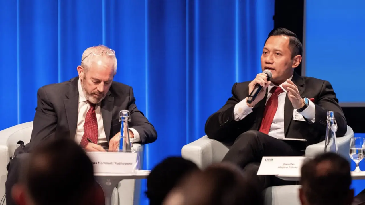 AHY saat jadi pembicara di ajang World Bank Land Conference 2024 di Washington DC, Amerika Serikat. (Istimewa)