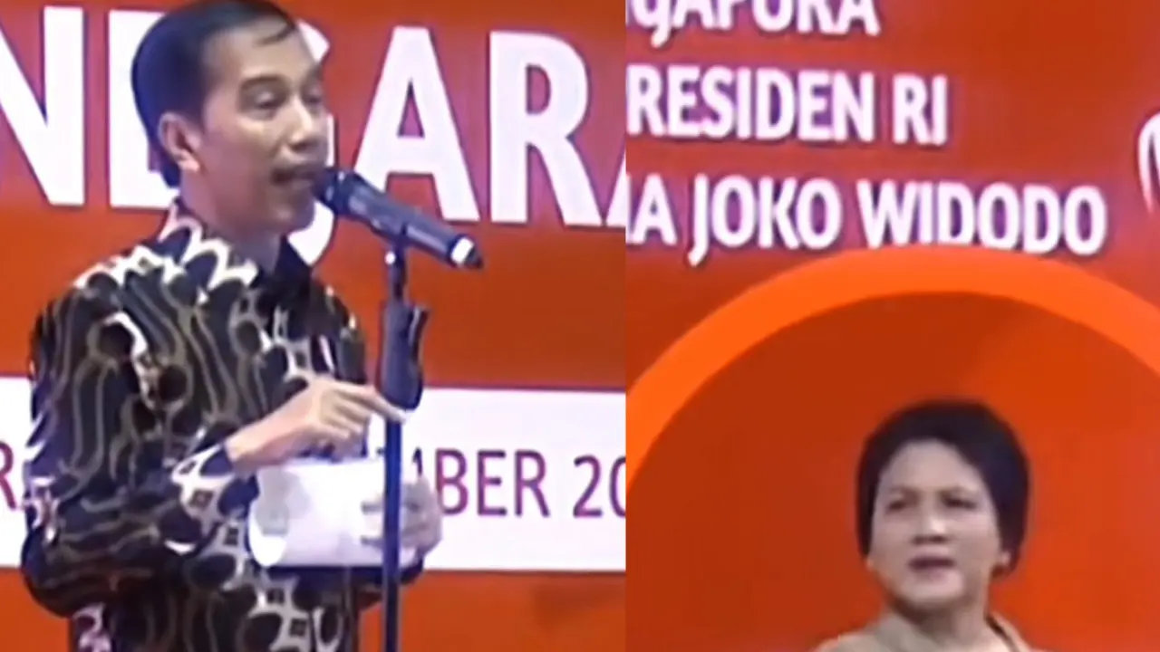Viral video lama ibu negara Iriana mencemaskan rambut Presiden Joko WIdodo saat berpidato