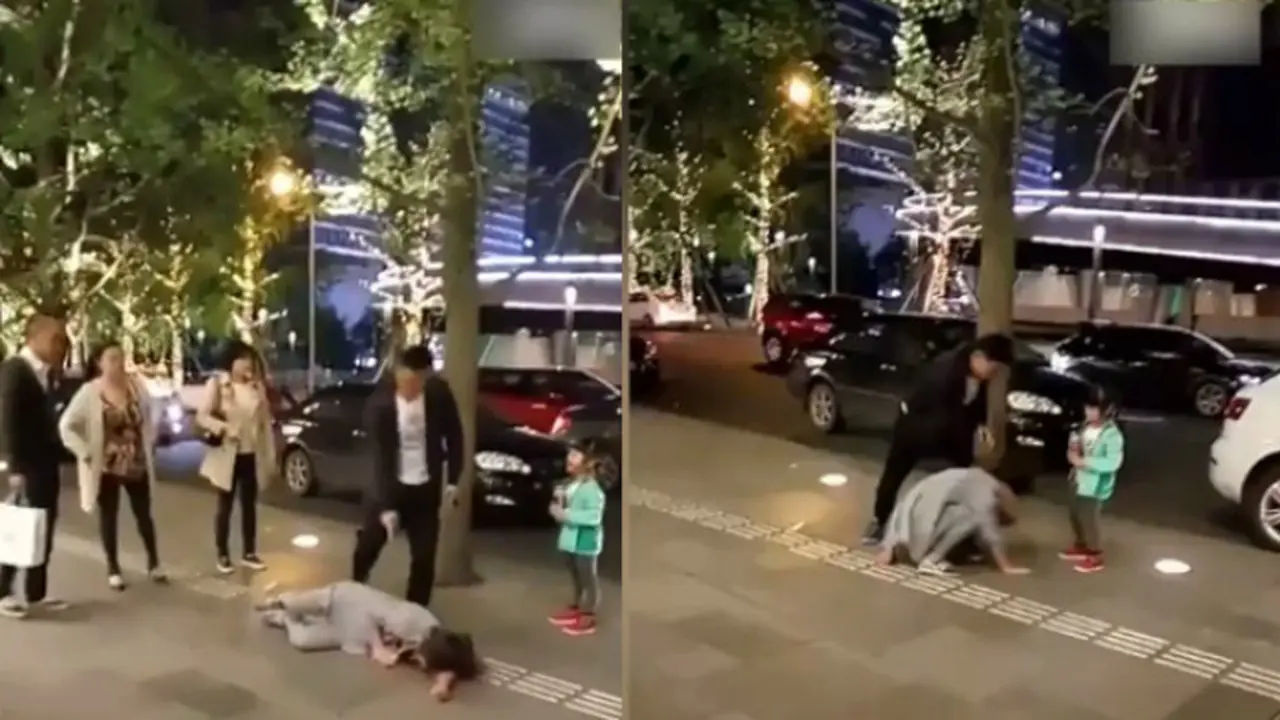 Seorang pria memukuli istrinya di Tiongkok