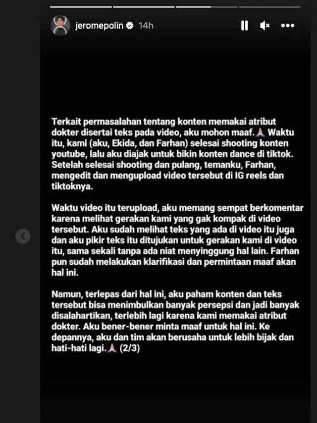 Jerome Polin beri klarifikas terkait kontennya yang tuai kritikan.
