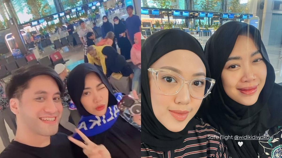 7 Potret Widy Vierratale Berangkat Umroh Diantar Kevin Aprilio, Anggun Pakai Hijab