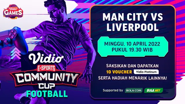 Link Live Streaming Vidio Community Cup Football : Manchester City Vs Liverpool di Vidio, Minggu 10 April 2022