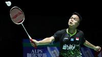 Tunggal putra Indonesia, Anthony Ginting, di Kejuaraan Dunia Bulutangkis 2019 yang digelar di Basel, Swiss. (PBSI)