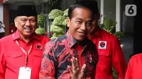 Presiden Joko Widodo atau Jokowi menghadiri (Rakernas) III di Sekolah Partai PDIP, Jakarta, Selasa (6/6/2023). Rakernas III PDIP dengan tema “Fakir Miskin dan Anak Telantar Dipelihara oleh Negara” akan juga membahas pemenangan Pemilu 2024 serta mendengar arahan khusus dari Presiden Jokowi. (Liputan6.com/Herman Zakharia)