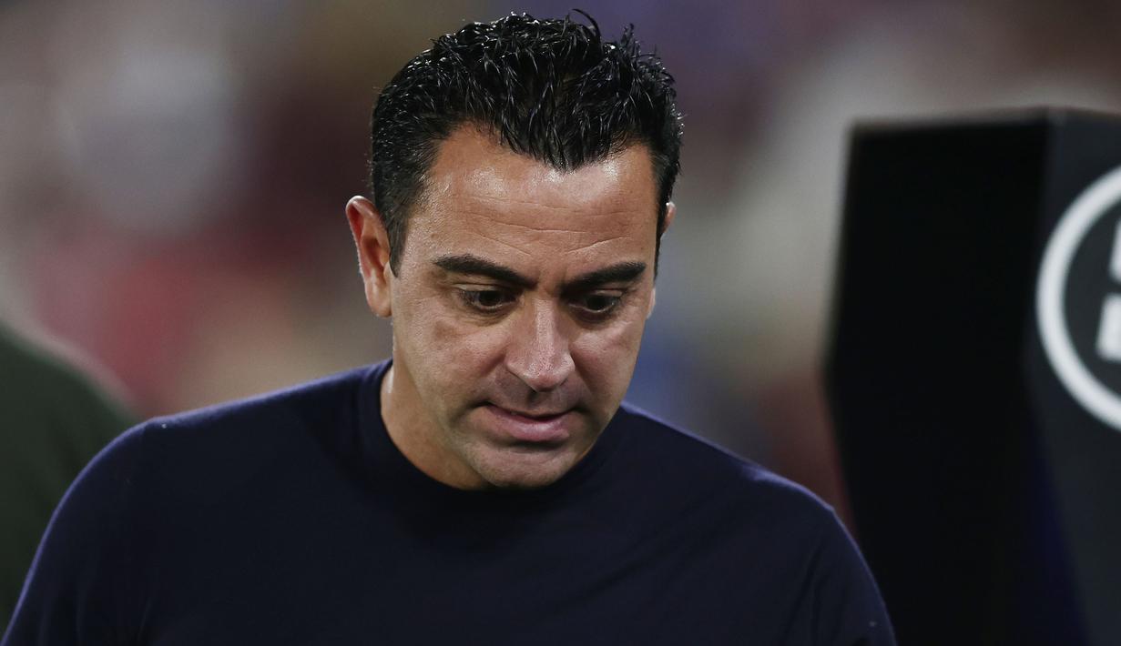 Pelatih kepala Barcelona, Xavi Hernandez saat laga pekan pertama Liga Spanyol 2023/2024 melawan Getafe di Coliseum Alfonso Perez Stadium, Getafe, Spanyol, 14 Agustus 2023 WIB. (AP Photo/Alvaro Medranda)