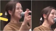 Benjolan terlihat di leher Jisoo Blackpink. Kendati demikian, ekspresi wajahnya memperlihatkan bahwa dia baik-baik saja. (Foto: via Allkpop)