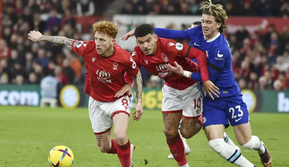 Bermain di City Ground yang merupakan markas Nottingham Forest, Chelsea hanya bisa mencuri satu poin. Kedua tim harus puas berbagi angka 1-1. (AP Photo/Rui Vieira)