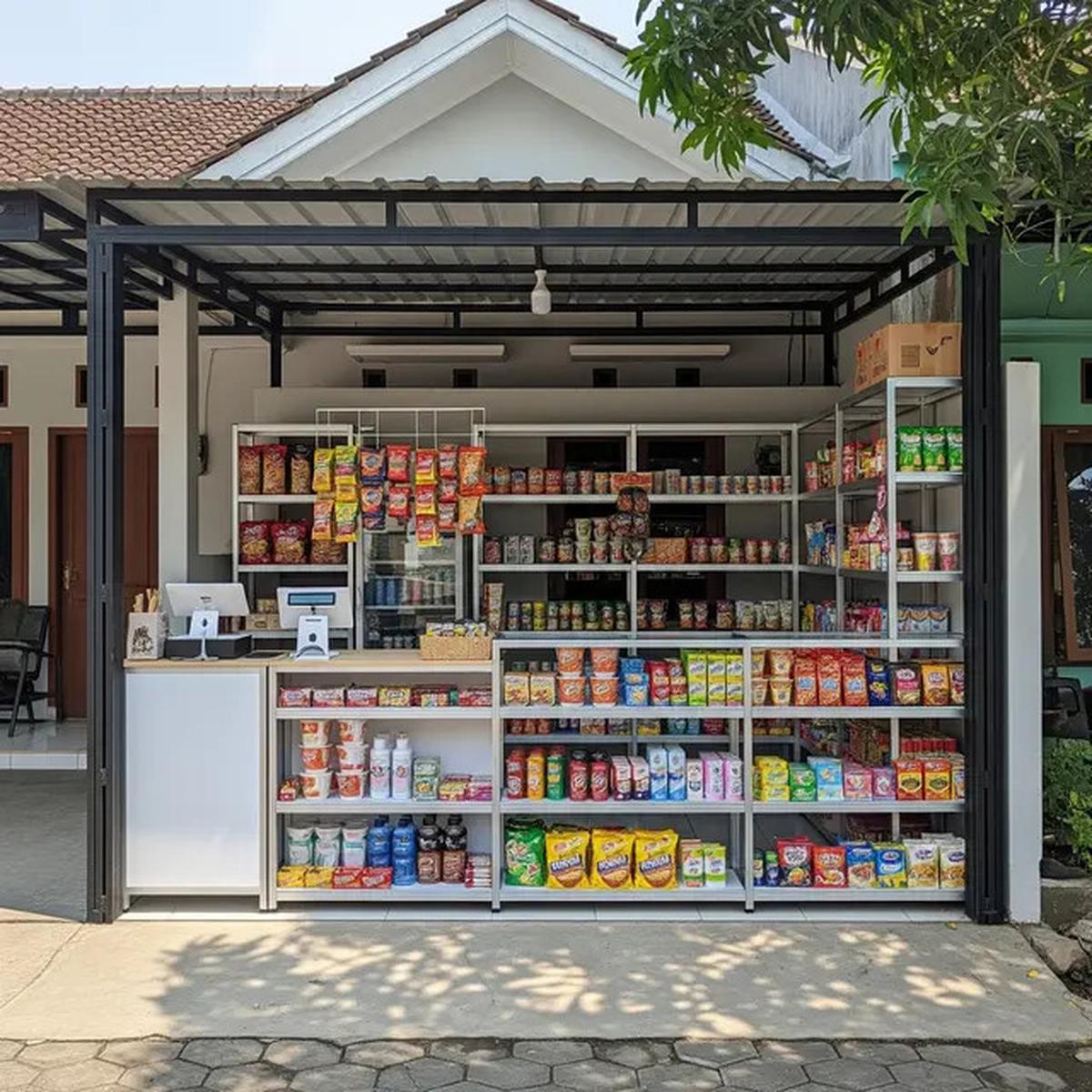 7 Desain Warung Baja Ringan Sederhana Depan Rumah, Praktis dan Tahan Lama