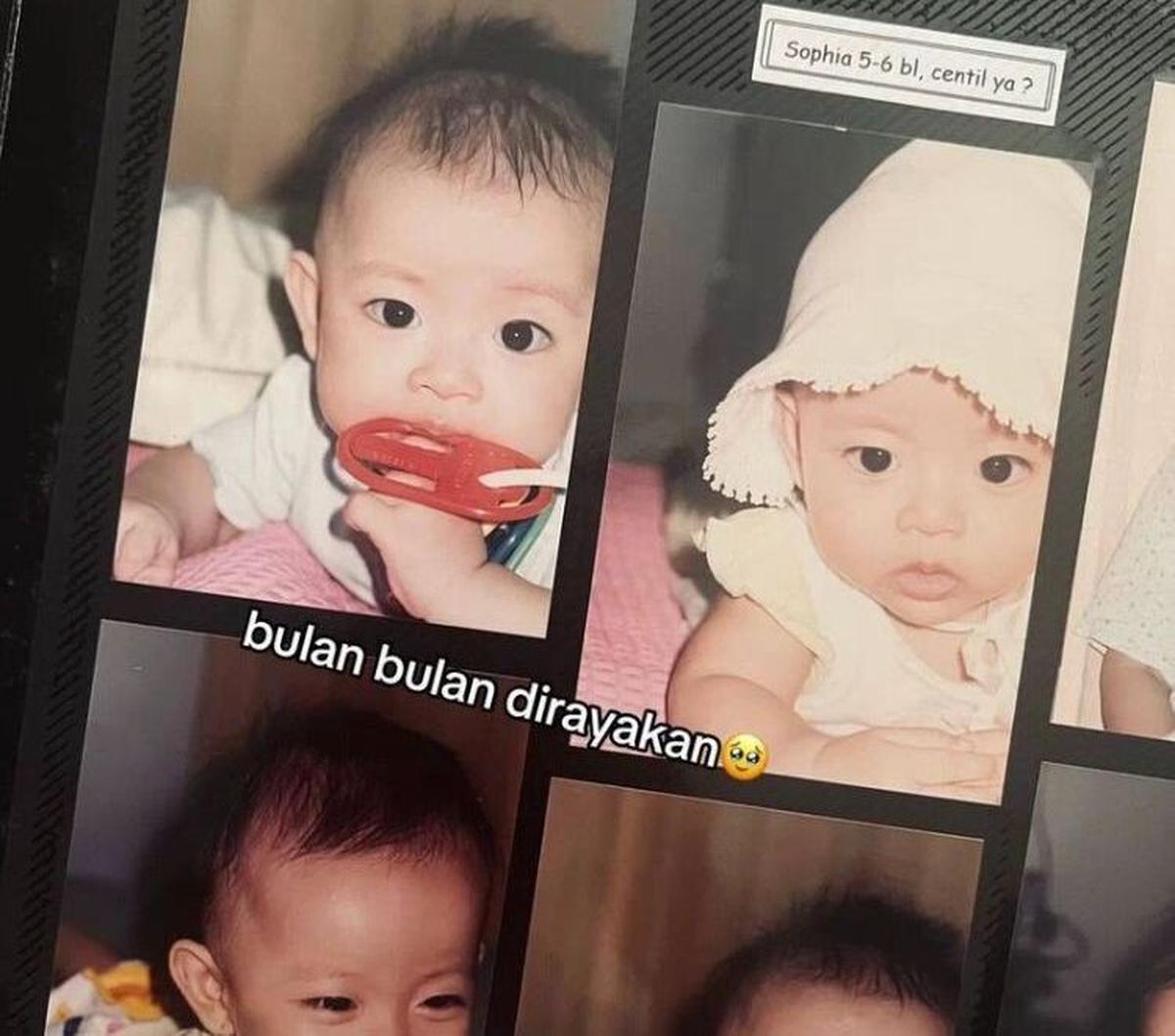 Tak hanya setiap tahun, bayi kecil bernama Sophia ini dirayakan setiap bulan. Setiap bulan, pertumbuhan dan perkembangannya selalu diabadikan dalam foto-foto yang kini ia kenang.