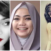 Rina Nose dari tak berhijab, berhijab, dan tak berhijab (Bintang Pictures)