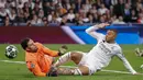 Di menit ke-33, Kylian Mbappe berhasil menambah keunggulan Los Blancos atas Manchester City. (OSCAR DEL POZO/AFP)