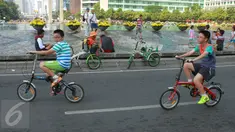 Suasana Car Free Day di Bundaran HI, Jakarta, Minggu (21/6). Pada Bulan Puasa ini suasana di CFD sepi pengunjung dikarenakan sebagian umat muslim menjalankan ibadah puasa. (Liputan6.com/Herman Zakharia)