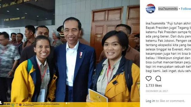 Deedee dan Hilda bertemu Presiden Jokowi (Foto: instagram/ina7summits)