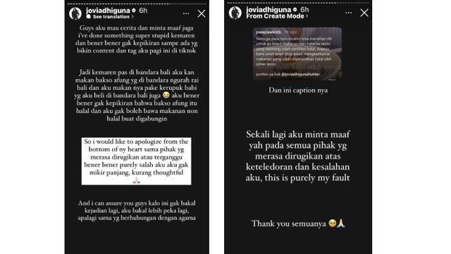 Permintaan Maaf Jovi Adhiguna Usai Video Makan Bakso Campur Kerupuk Babi di Restoran A Fung Viral di Media Sosial (instagram.com/joviadhiguna)
