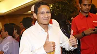 Bakal Calon (Balon)  Gubernur DKI Jakarta 2017 Sandiaga Uno hadir dalam acara pertemuan di Jakarta, Jumat (12/2). Acara tersebut dalam rangka menjaga tali silaturahim antar calon gubernur DKI Jakarta. (Liputan6.com/Immanuel Antonius)