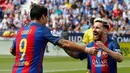 Barcelona meraih kemenangan 5-1 atas Leganes pada laga lanjutan La Liga 2016-2017, di Estadio Municipal de Butarque, Sabtu (17/9/2016). Lionel Messi mencetak dua gol. (Reuters/Sergio Perez)