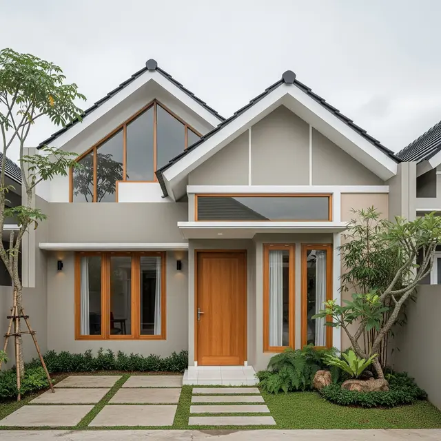 Model Rumah Mungil Tapi Mewah dengan Atap Pelana Klasik (Image by Gemini AI)