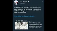 Akun Twitter Jokowi yang mencuit JKT48. (Foto: Twitter Jokowi)