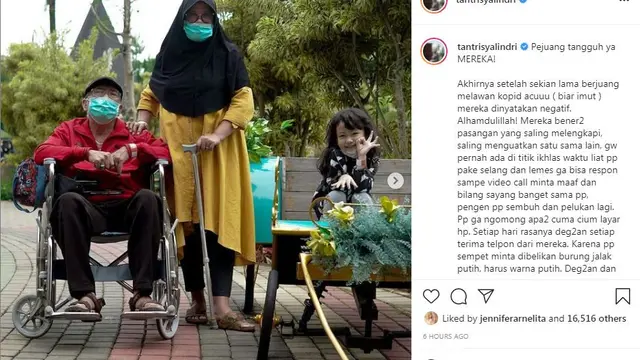 Tantri Kotak Umumkan Kedua Orangtuanya Kini Negatif Covid-19