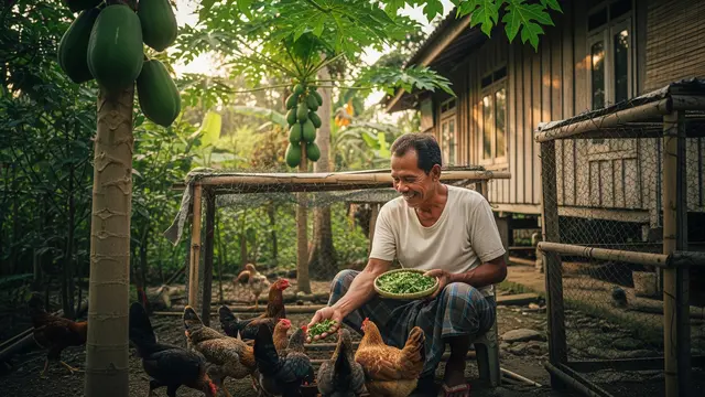 Pakan Ayam Murah dari Bahan Alami Model Daun Pepaya