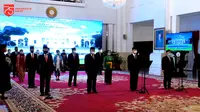 Pelantikan Keanggotaan Konsil Kedokteran Indonesia (KKI) periode 2020-2025 di Istana Negara. (Tangkapan layar YouTube Sekretariat Presiden)