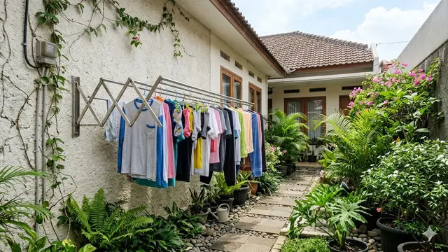 Tempat Jemur Baju untuk Rumah Kecil (Foto: Gemini AI)