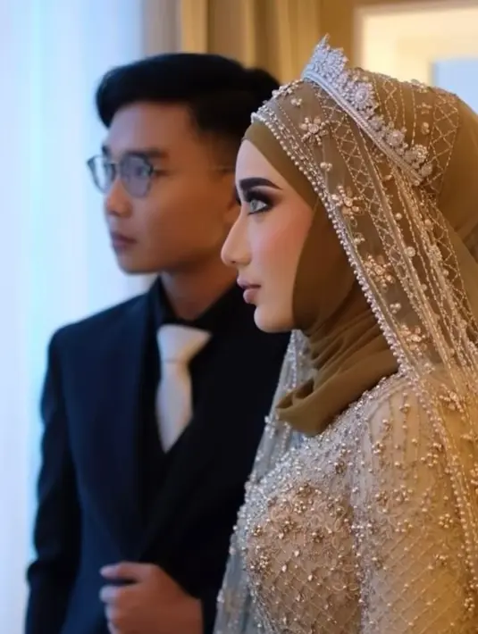 Polesan makeup bold oleh MUA Dhijaa yang berfokus pada mata, alis on point, dan blush on peach yang segar  menyempurnakan penampilan Chacha di hari bahagia itu.  [Foto: IG/osnapitzcha].