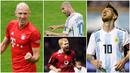 Berikut ini para pesepak bola yang sempat memutuskan pensiun namun kembali lagi ke lapangan hijau. Diantaranya adalah Arjen Robben, Paul Scholes hingga Lionel Messi. (Kolase Foto AFP)