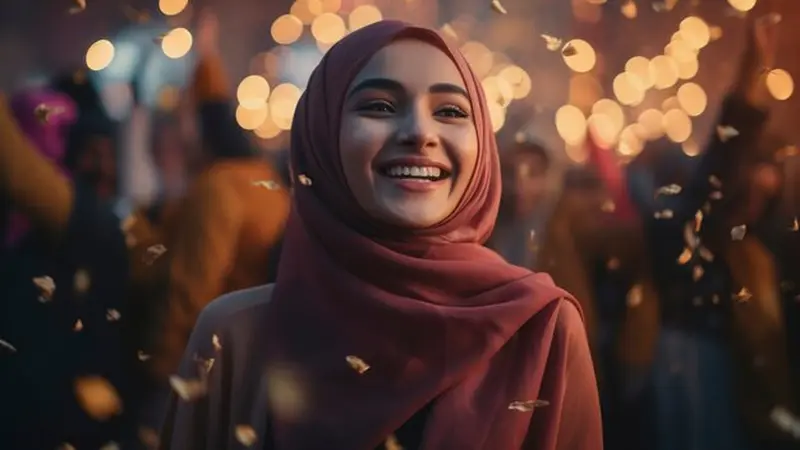 Ilustrasi muslimah senyum, Islami