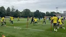 Pemain Timnas Ghana berlatih di Bryant University, Rhode Island, Amerika Serikat, Senin (22/6/2026). Skuad The Black Stars mematangkan persiapan jelang menghadapi Timnas Inggris pada laga lanjutan Grup L Piala Dunia 2026. (KLY Sports/Hery Kurniawan/Adv/Powerade)
