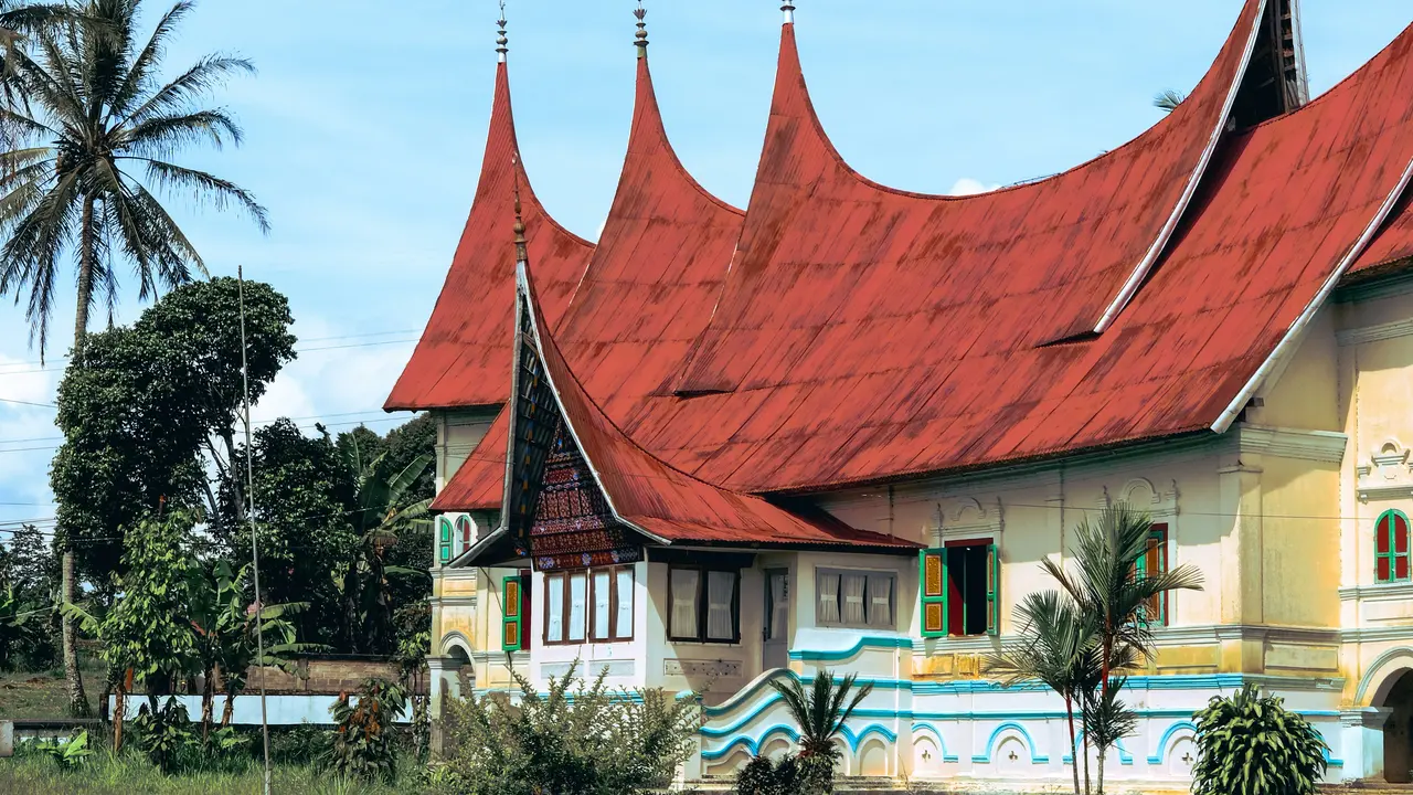 Ilustrasi Rumah Gadang, Minangkabau, Sumatra Barat