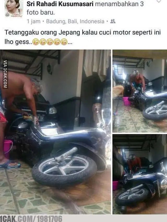 Potret lucu saat membersihkan kendaraan (Istimewa)