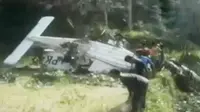 Cessna 172 jatuh di areal persawahan di Kabupaten Tasikmalaya, Jawa Barat.