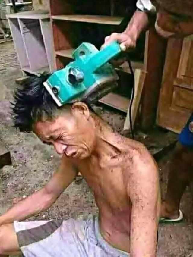 7 Potret Orang Cukur Rambut Pakai Alat Anti-Mainstream Ini Bikin Ngeri